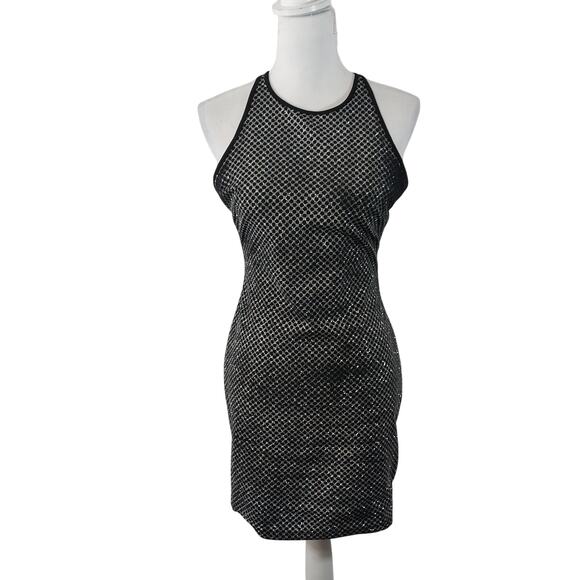 NWOT! B. SMART! SEXY MINI! BLACK & METALLIC SILVER ULTRA STRETCH DRESS! SZ S - Picture 2 of 7